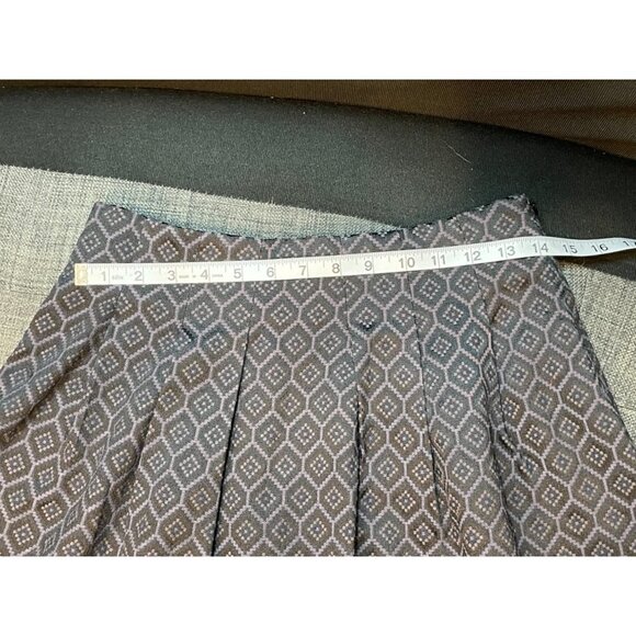 Mini Pleated Banana Republic Black Purple Brocade Satin Thread Mini Skirt Sz 4 - Picture 5 of 10